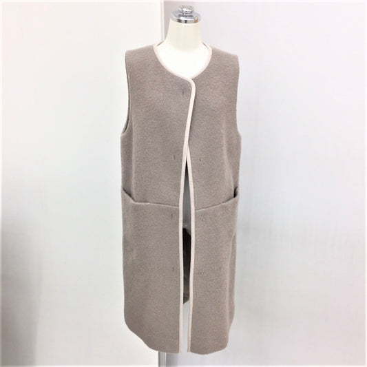 la.f... (ラエフ) ベスト la.f... シープパイルジャケット ロングジレ ベスト ベージュ S 3605-16607-02 未使用品