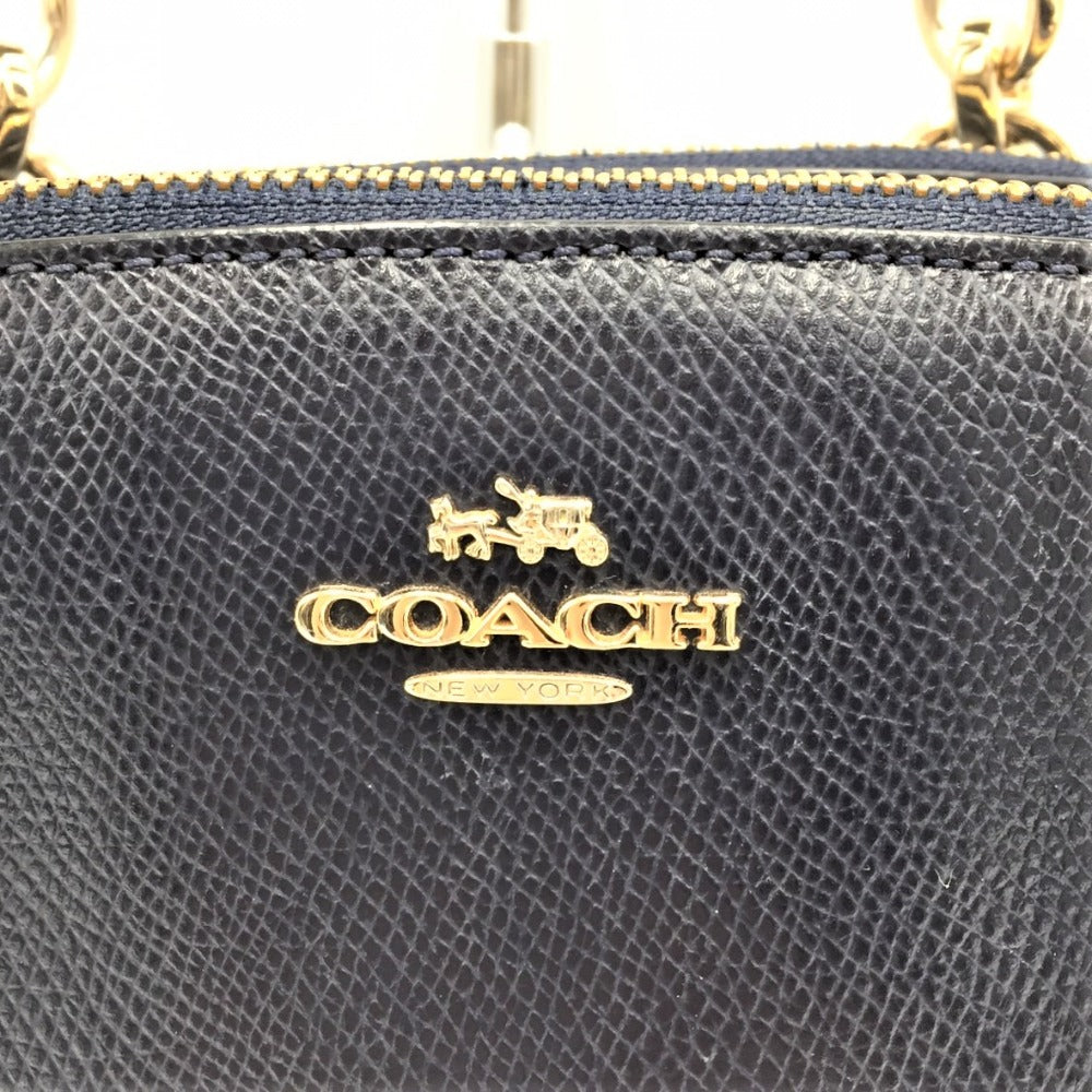 COACH (コーチ) トートバッグ COACH クロスグレーンレザー ミニクリスティー 2wyキャリーオール ネイビー F36704 美品