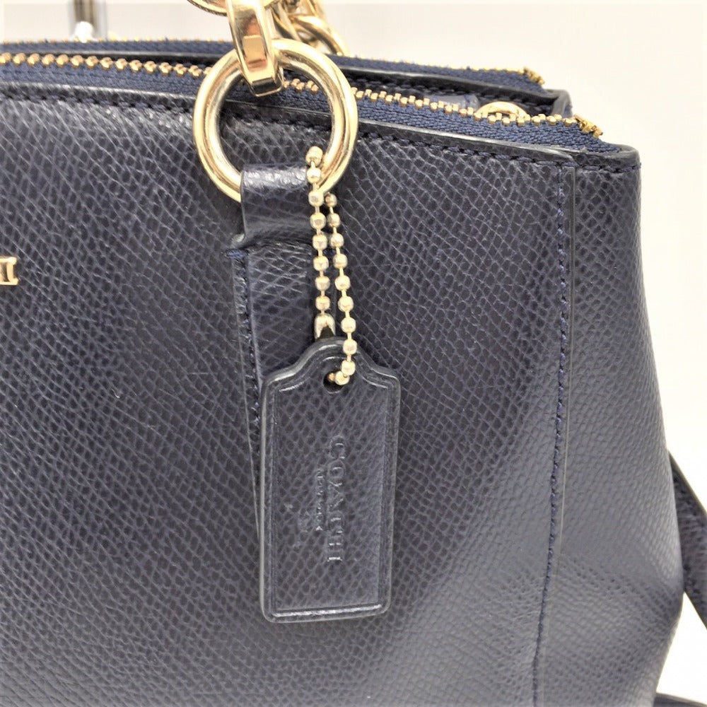 COACH (コーチ) トートバッグ COACH クロスグレーンレザー ミニクリスティー 2wyキャリーオール ネイビー F36704 美品