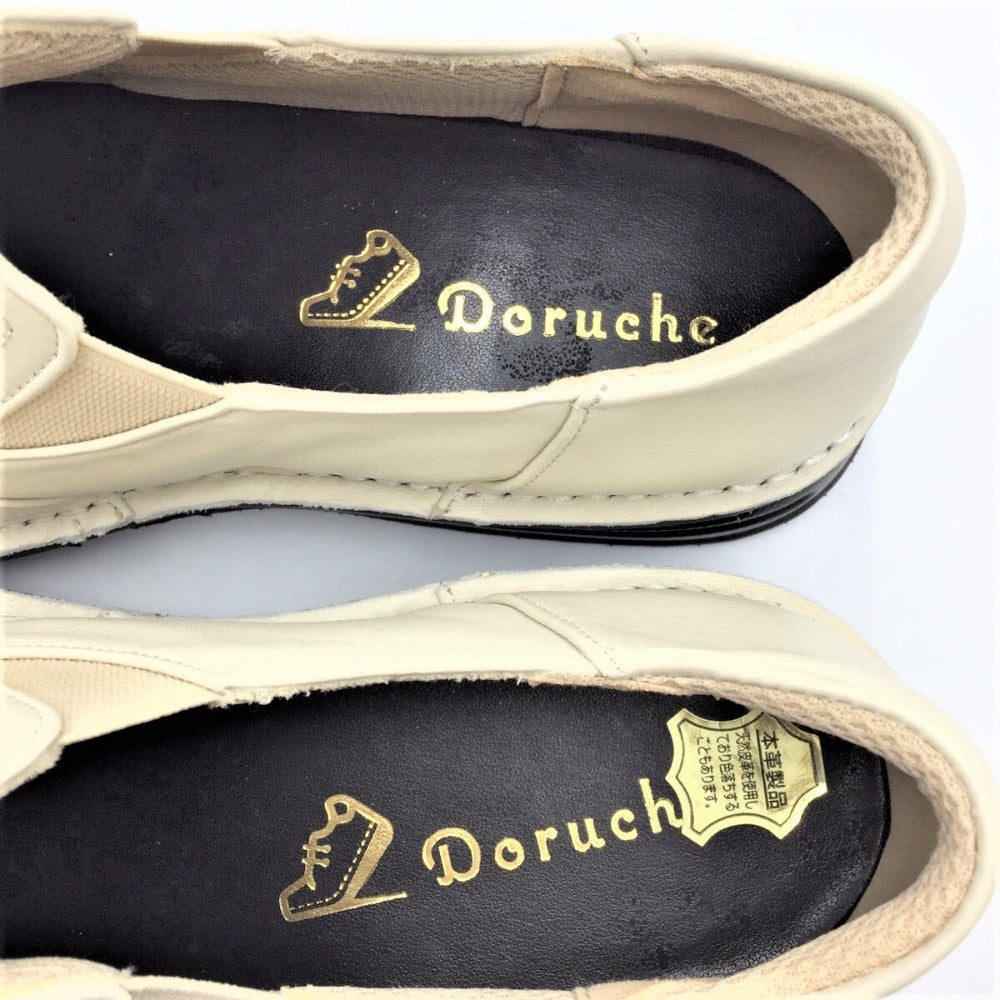 レザーシューズ Doruche ドルチェ　厚底サイドタック スリッポンシューズ　3E　24.0cm　ホワイト　 長さ27cm