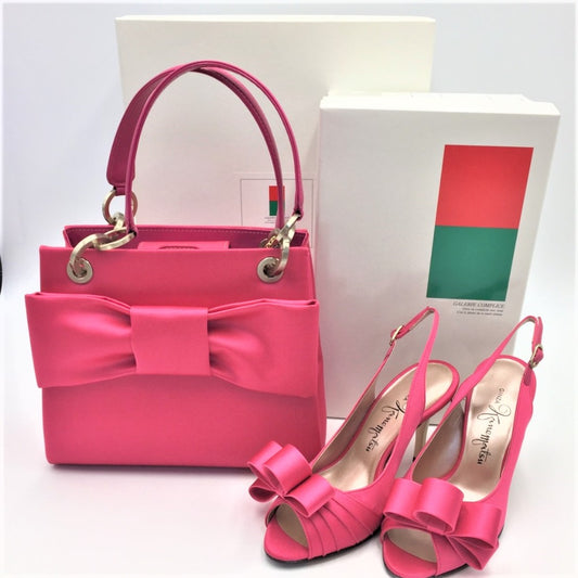 KANEMATSU (銀座かねまつ) ハンドバッグ 銀座かねまつ パーティーバッグ・パンプスセット サテン ピンク BD9009 UA8903 21.5cm