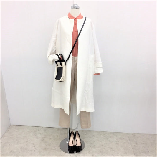 23区 (ニジュウサンク) アウターその他 23区 コットンリネン ダブルクロス ノーカラーコート ホワイト 32 XS CMWBS0204