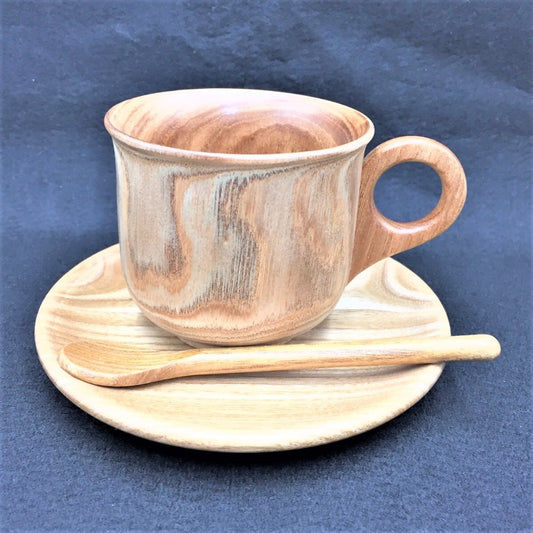 高橋工芸 (Takahashikougei) 食器 MOKU工房 旭川クラフト 高橋工芸 Enjuカップ＆ソーサー マドラー付き 未使用品