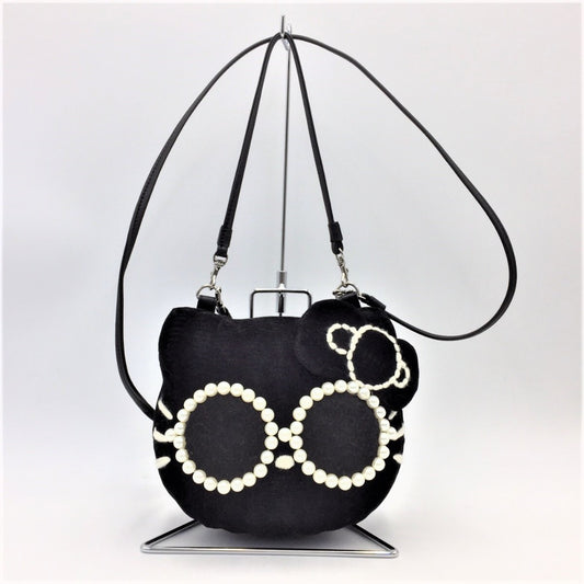 a-jolie (アジョリー) ショルダーバッグ a-jolie×HELLO KITTY 2wayラタンショルダーカゴバッグ アジョリー カゴバッグ サングラス ブラック 美品
