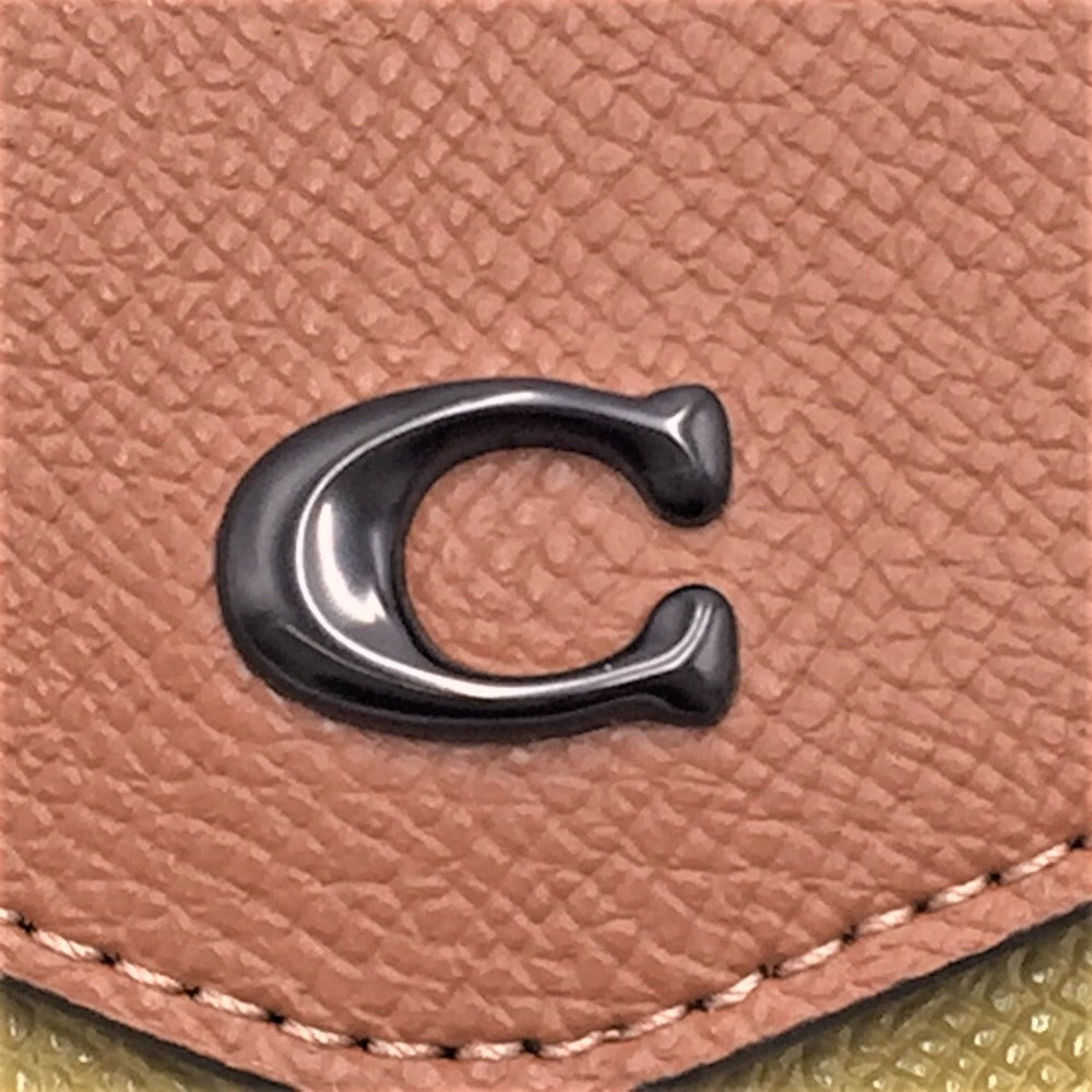 COACH (コーチ) 長財布 COACH ウィンソフトウォレット カラーブロック バイカラー フラックスマルチ C2622 美品