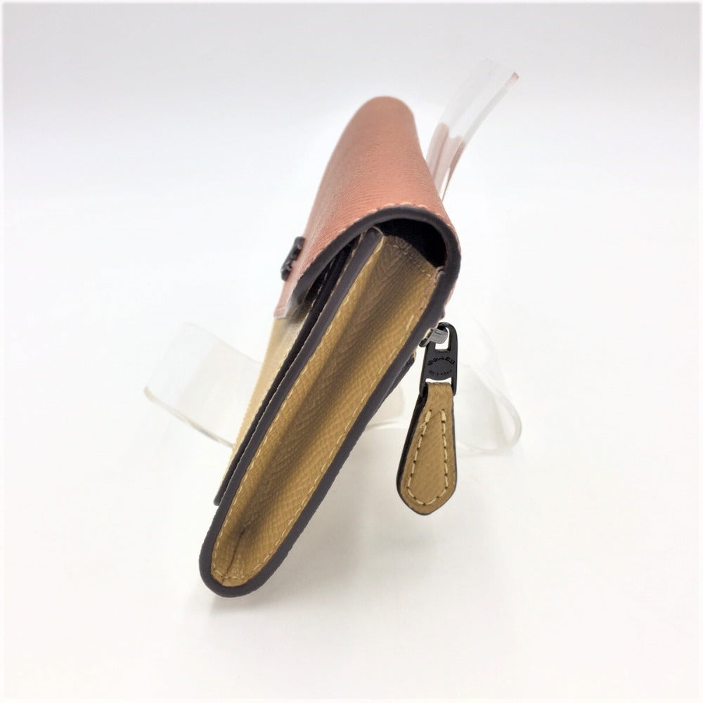 COACH (コーチ) 長財布 COACH ウィンソフトウォレット カラーブロック バイカラー フラックスマルチ C2622 美品