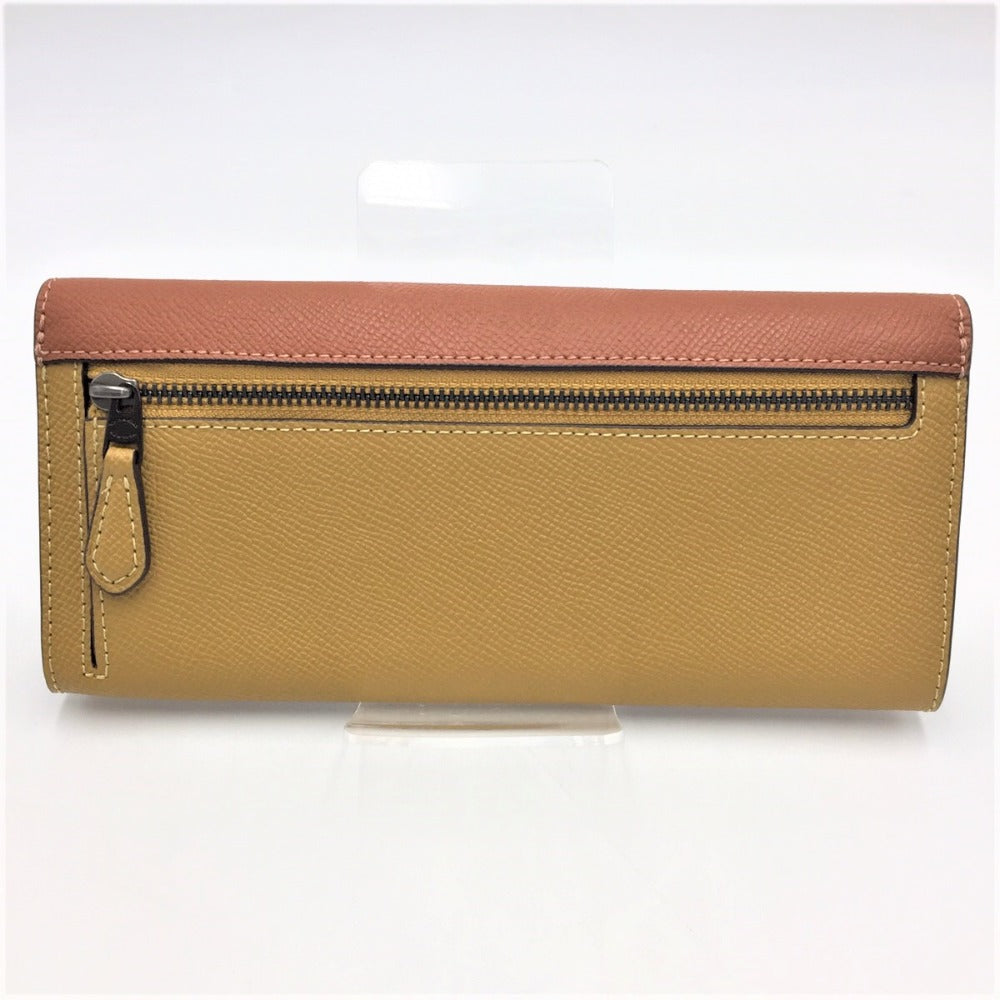 COACH (コーチ) 長財布 COACH ウィンソフトウォレット カラーブロック バイカラー フラックスマルチ C2622 美品