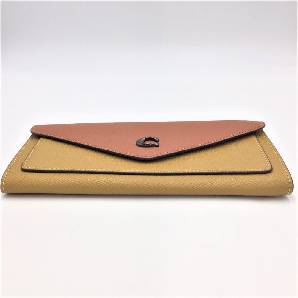 COACH (コーチ) 長財布 COACH ウィンソフトウォレット カラーブロック バイカラー フラックスマルチ C2622 美品