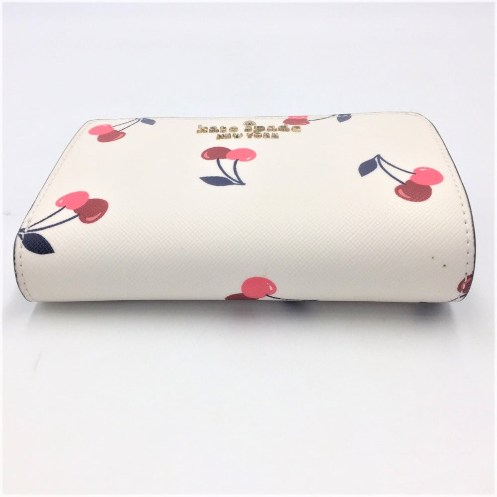 Kate Spade (ケイトスペード) 二つ折り財布 kate spade 二つ折り財布 クリームマルチ ステイシーダンシングチェリーズプリント K6864 美品