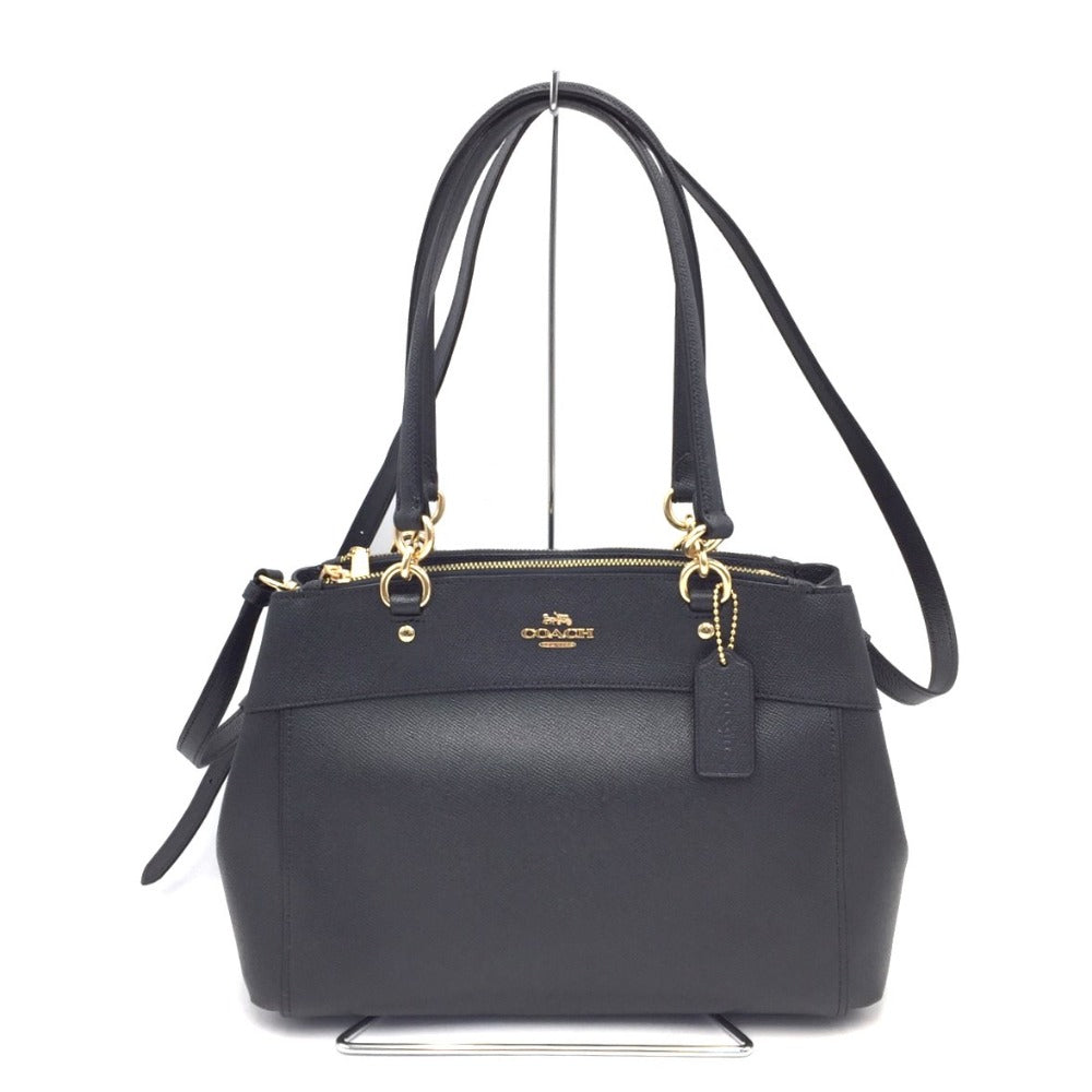 COACH (コーチ) トートバッグ COACH  クロスグレインレザー ブルックキャリーオール2wayトートバッグ　ネイビー　F25397 美品