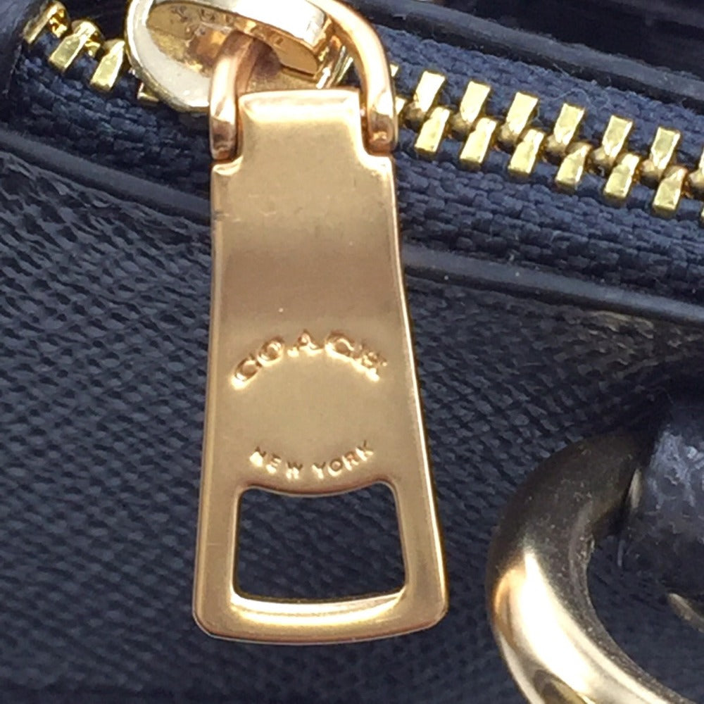 COACH (コーチ) トートバッグ COACH  クロスグレインレザー ブルックキャリーオール2wayトートバッグ　ネイビー　F25397 美品