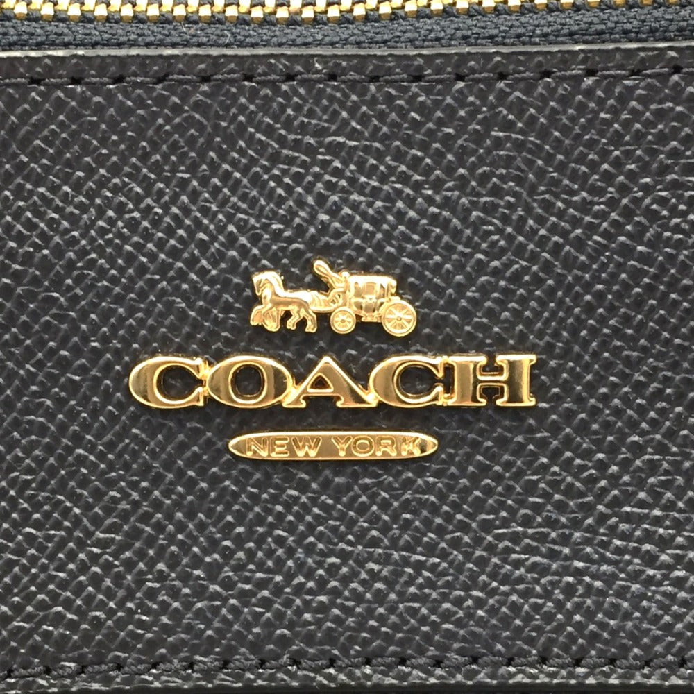 COACH (コーチ) トートバッグ COACH  クロスグレインレザー ブルックキャリーオール2wayトートバッグ　ネイビー　F25397 美品