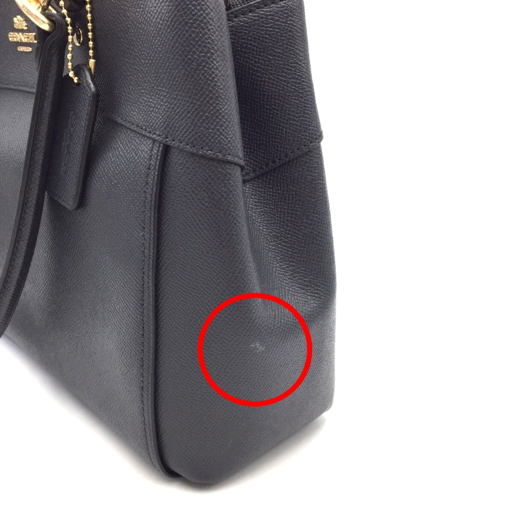 COACH (コーチ) トートバッグ COACH  クロスグレインレザー ブルックキャリーオール2wayトートバッグ　ネイビー　F25397 美品