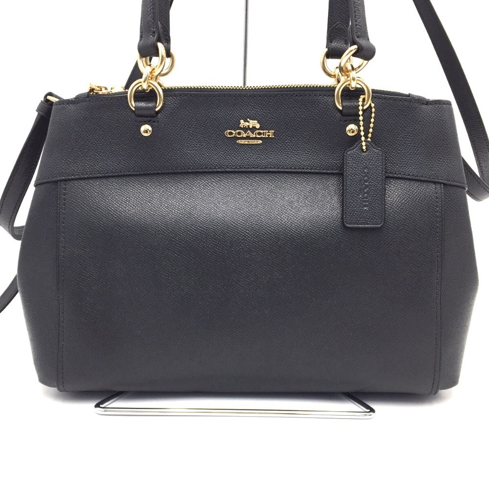 COACH (コーチ) トートバッグ COACH  クロスグレインレザー ブルックキャリーオール2wayトートバッグ　ネイビー　F25397 美品