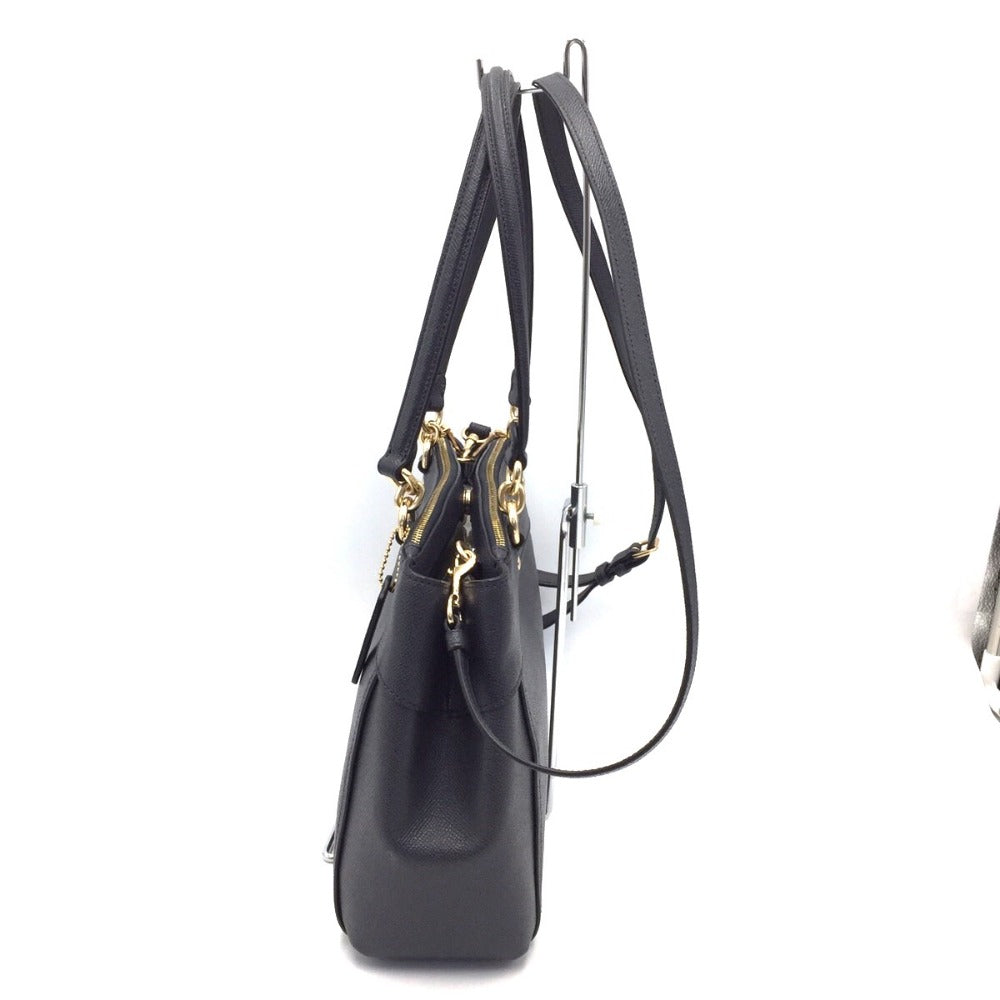 COACH (コーチ) トートバッグ COACH  クロスグレインレザー ブルックキャリーオール2wayトートバッグ　ネイビー　F25397 美品