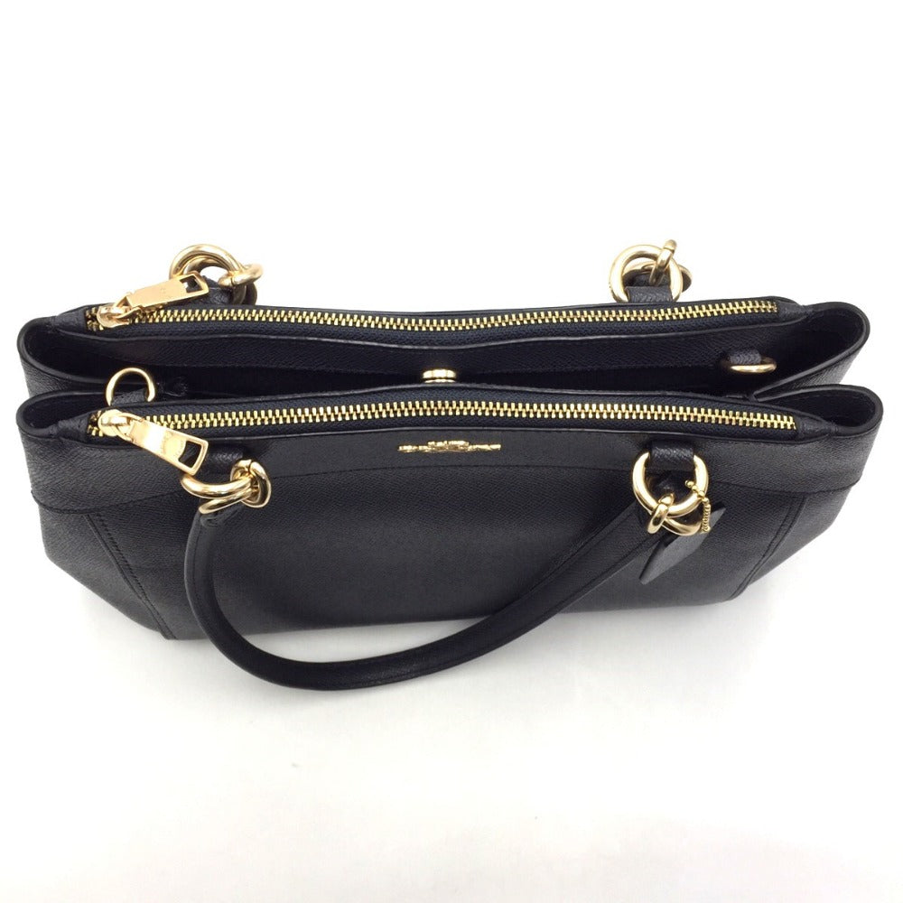 COACH (コーチ) トートバッグ COACH  クロスグレインレザー ブルックキャリーオール2wayトートバッグ　ネイビー　F25397 美品