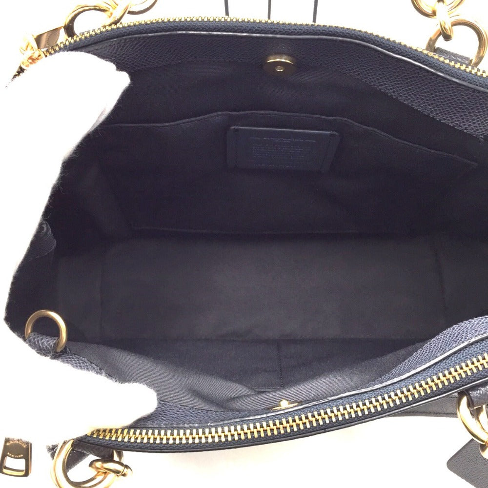COACH (コーチ) トートバッグ COACH  クロスグレインレザー ブルックキャリーオール2wayトートバッグ　ネイビー　F25397 美品