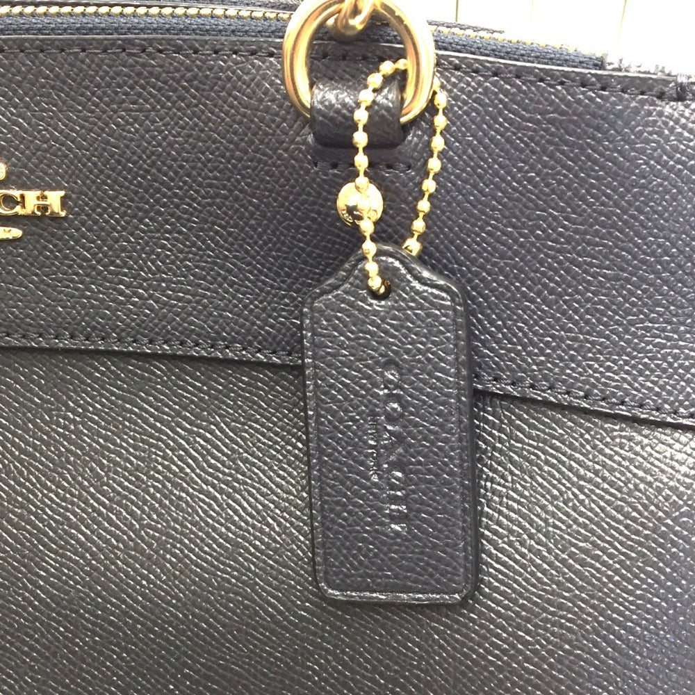 COACH (コーチ) トートバッグ COACH  クロスグレインレザー ブルックキャリーオール2wayトートバッグ　ネイビー　F25397 美品