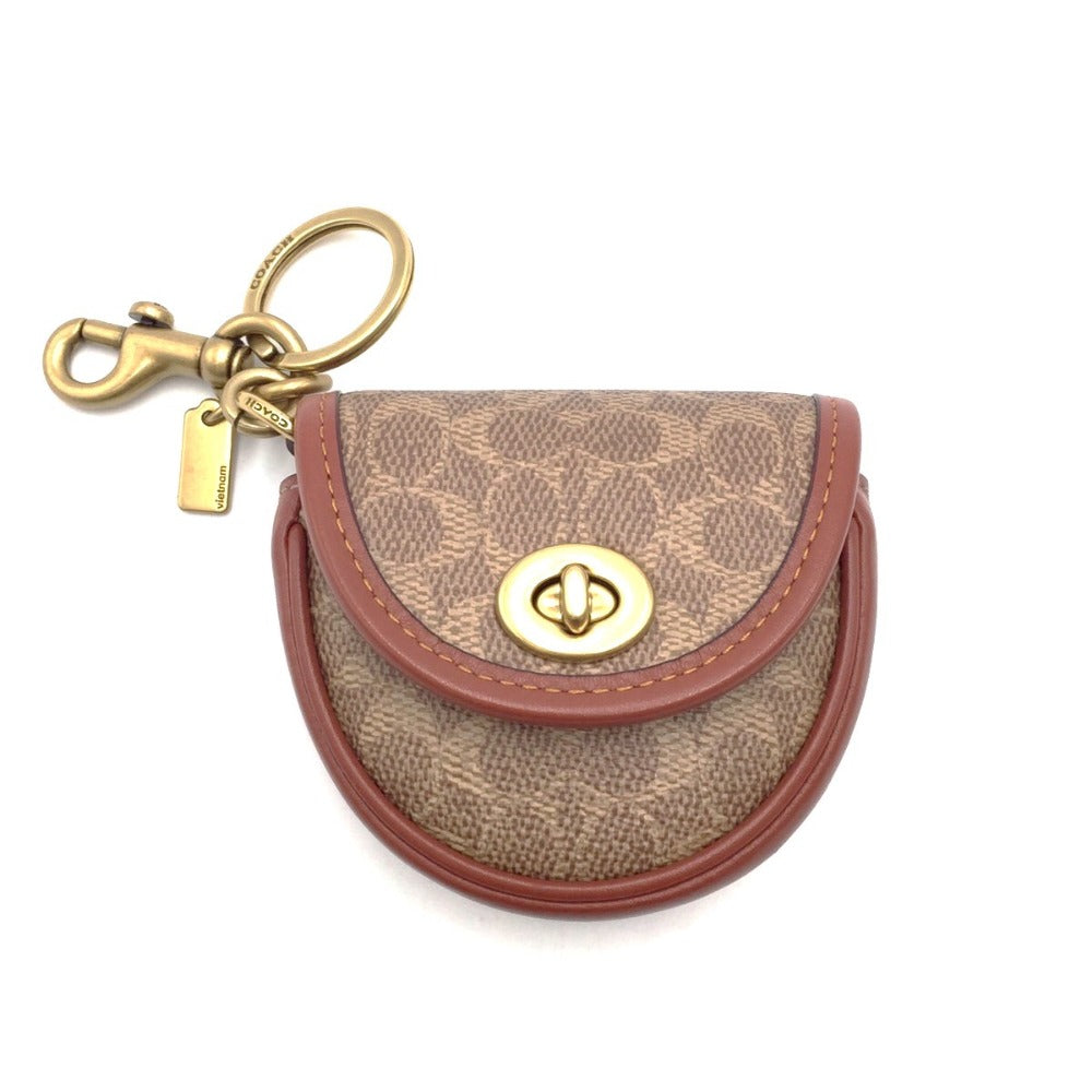 COACH (コーチ) キーホルダー COACH　ミニサドル バッグチャーム　シグネチャーキャンバス　キーリング　C5438 美品