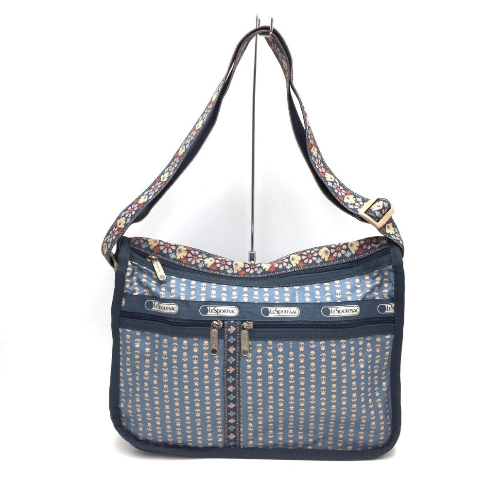 LeSportsac (レスポートサック) ショルダーバッグ Lesportsac　ショルダーバッグ　7507　ブルーグレー小花柄　刺繍ストラップ　ポーチ無し 美品