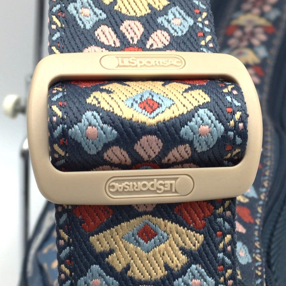 LeSportsac (レスポートサック) ショルダーバッグ Lesportsac　ショルダーバッグ　7507　ブルーグレー小花柄　刺繍ストラップ　ポーチ無し 美品
