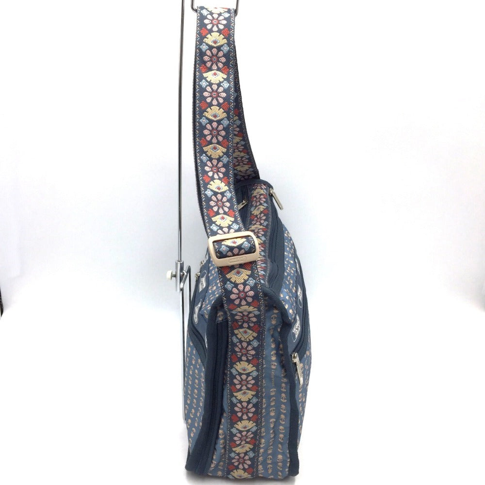 LeSportsac (レスポートサック) ショルダーバッグ Lesportsac　ショルダーバッグ　7507　ブルーグレー小花柄　刺繍ストラップ　ポーチ無し 美品