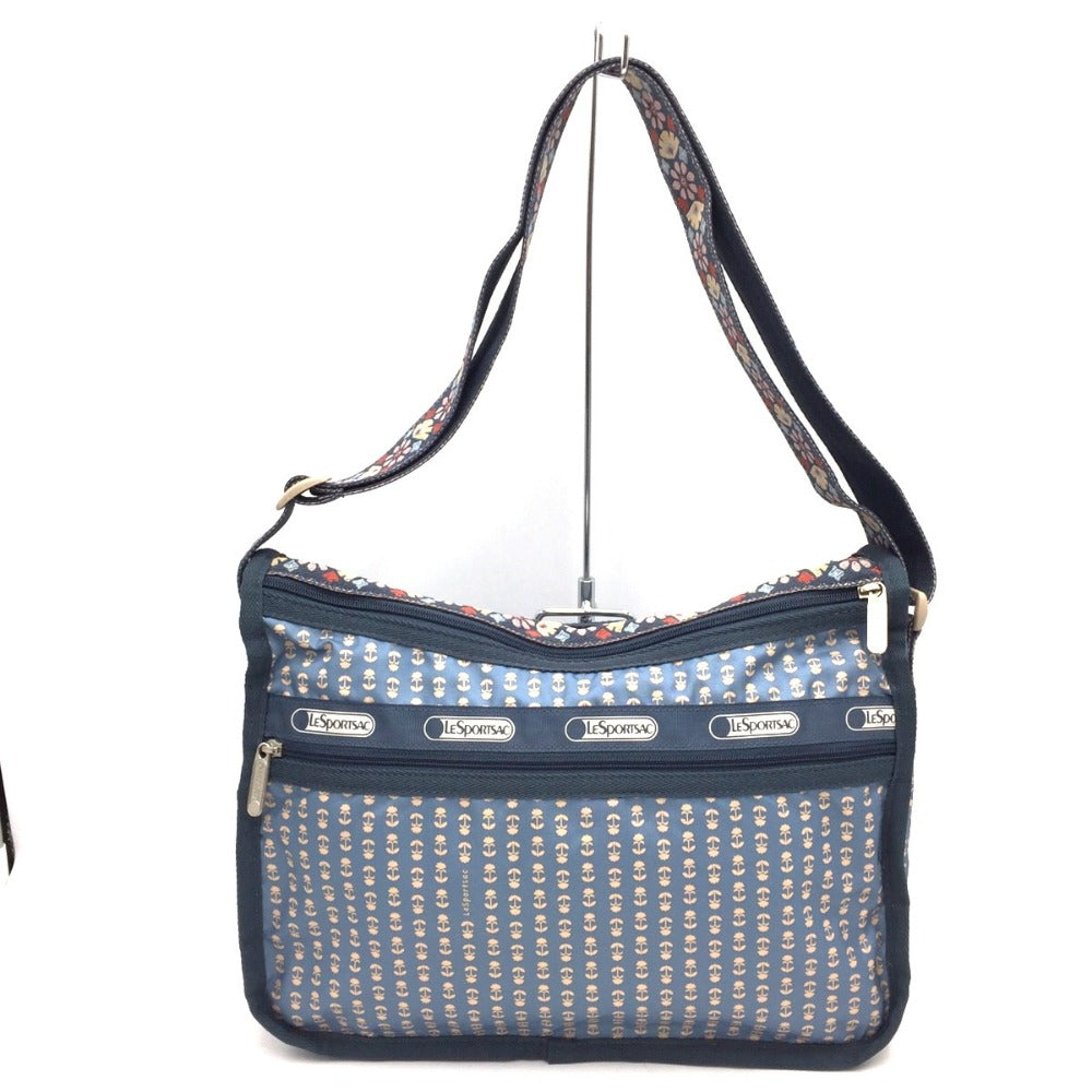 LeSportsac (レスポートサック) ショルダーバッグ Lesportsac　ショルダーバッグ　7507　ブルーグレー小花柄　刺繍ストラップ　ポーチ無し 美品