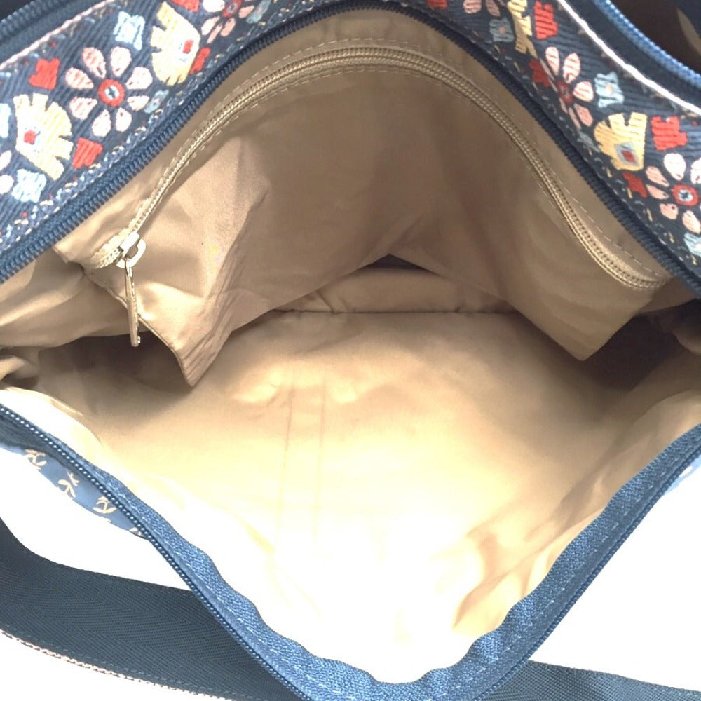 LeSportsac (レスポートサック) ショルダーバッグ Lesportsac　ショルダーバッグ　7507　ブルーグレー小花柄　刺繍ストラップ　ポーチ無し 美品