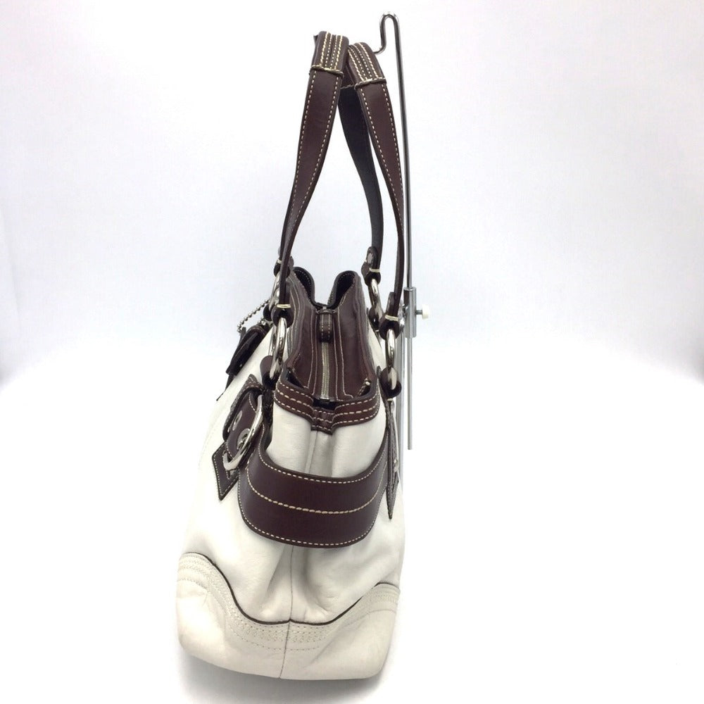 COACH (コーチ) トートバッグ COACH　オールレザー トートバッグ バイカラー　ホワイト×ブラウン　10536 美品