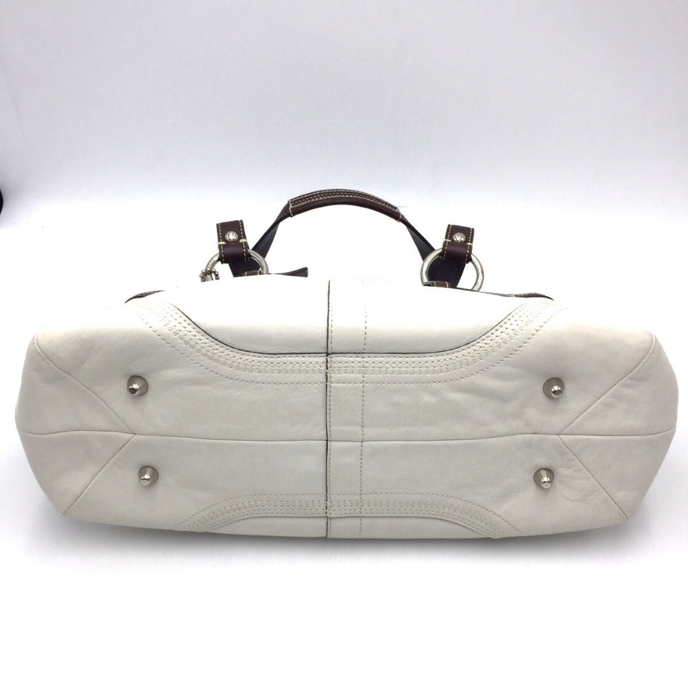 COACH (コーチ) トートバッグ COACH　オールレザー トートバッグ バイカラー　ホワイト×ブラウン　10536 美品