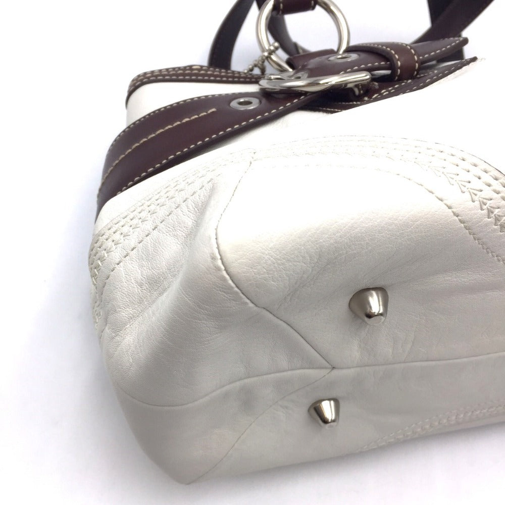 COACH (コーチ) トートバッグ COACH　オールレザー トートバッグ バイカラー　ホワイト×ブラウン　10536 美品