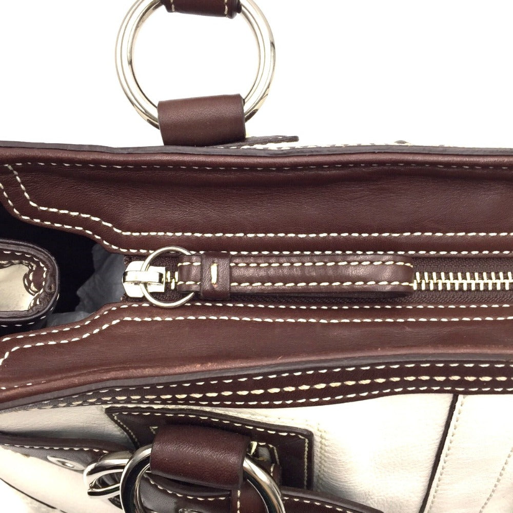 COACH (コーチ) トートバッグ COACH　オールレザー トートバッグ バイカラー　ホワイト×ブラウン　10536 美品