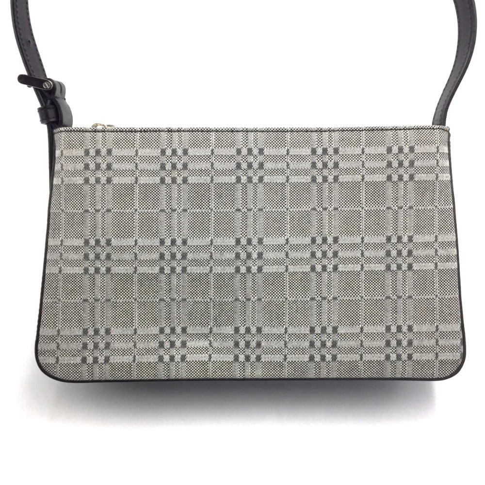 BURBERRY (バーバリー) ショルダーバッグ BURBERRY ワンショルダーバッグ グレー チェック キャンバス×レザー 美品