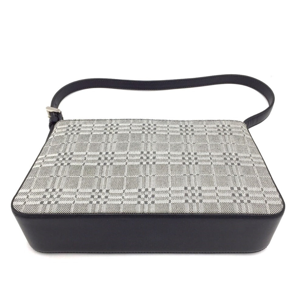 BURBERRY (バーバリー) ショルダーバッグ BURBERRY ワンショルダーバッグ グレー チェック キャンバス×レザー 美品