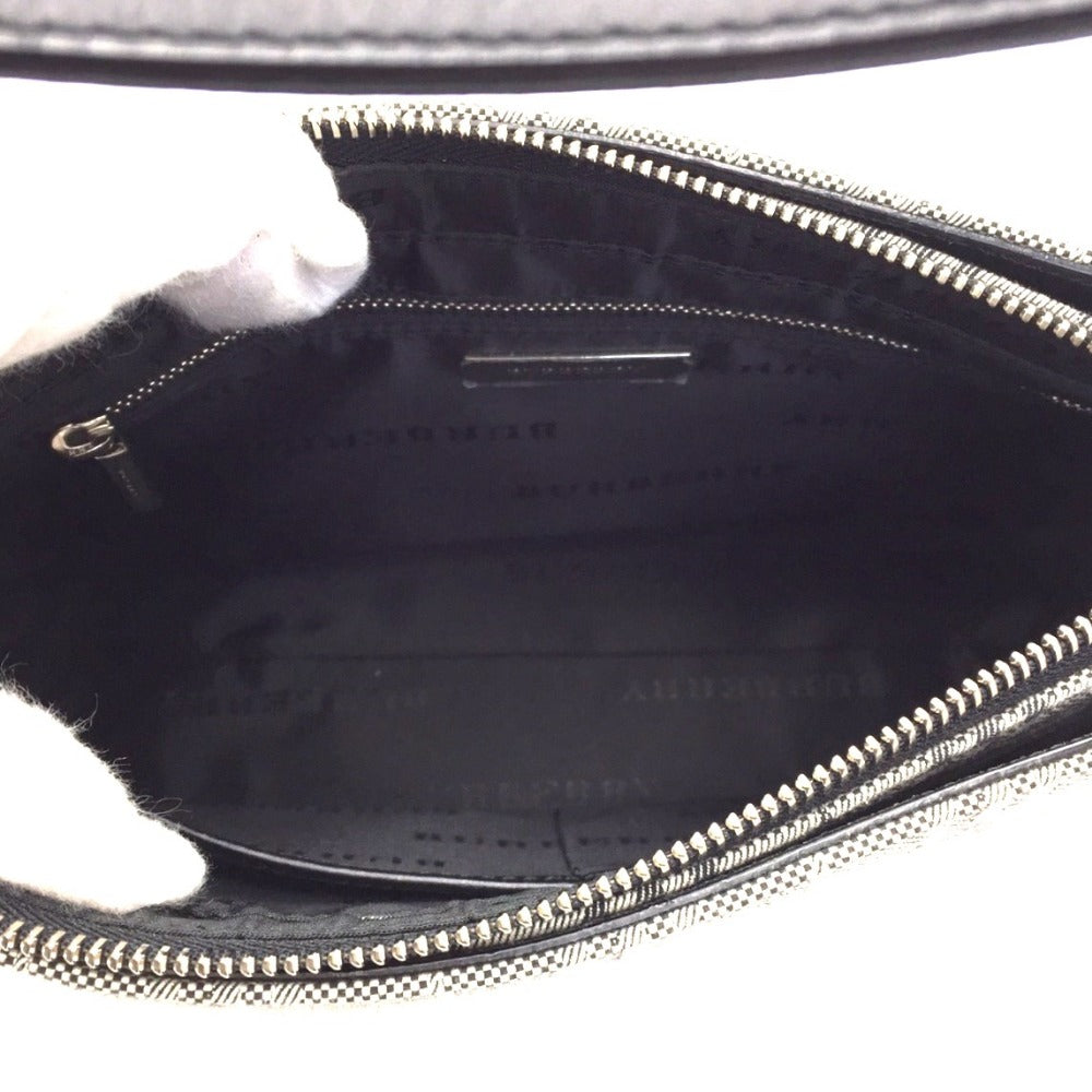 BURBERRY (バーバリー) ショルダーバッグ BURBERRY ワンショルダーバッグ グレー チェック キャンバス×レザー 美品